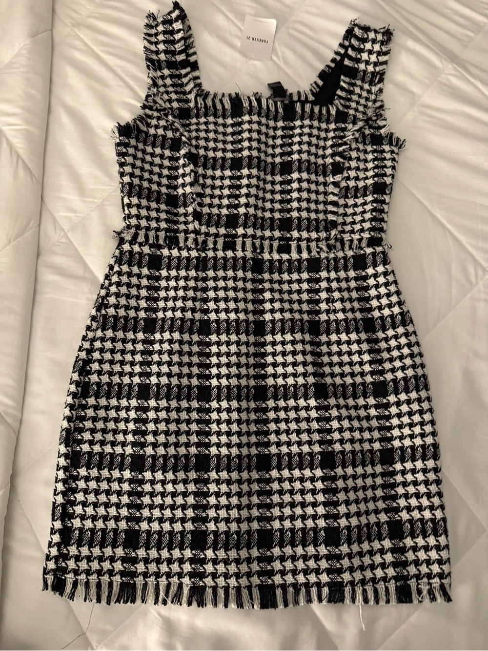 Forever 21 Black & White Houndstooth Tweed Mini Dress